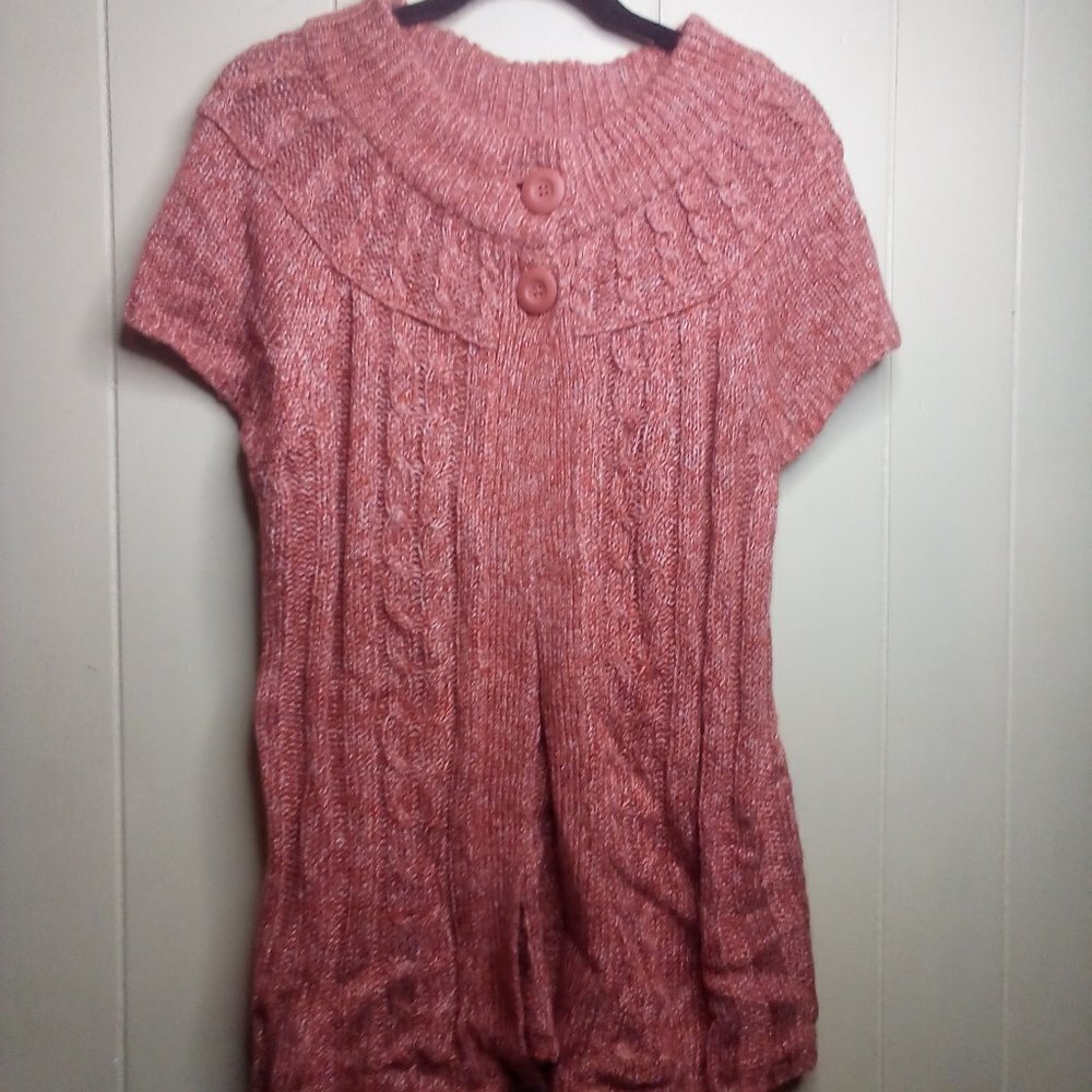 Sonoma Sweater Top L Sleeveless Open Front Brown Orange